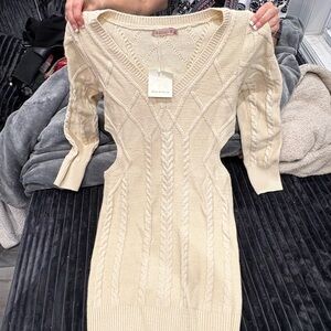 Stylish Long Sleeve Cable Knit Dress